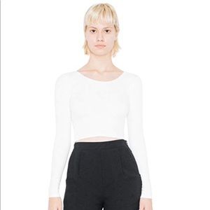 American Apparel White Long Sleeve Crop Top M